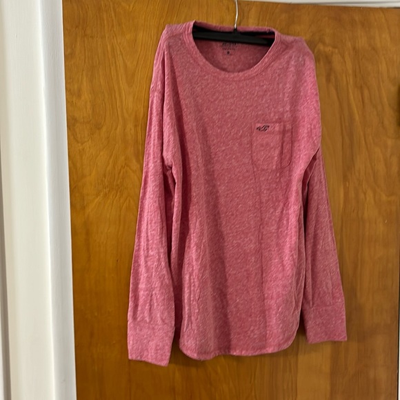Men’s HOLLISTER MUST-HAVE COLLECTION CREW NECK TEE, XS, long sleeve, pink&white - Picture 1 of 3